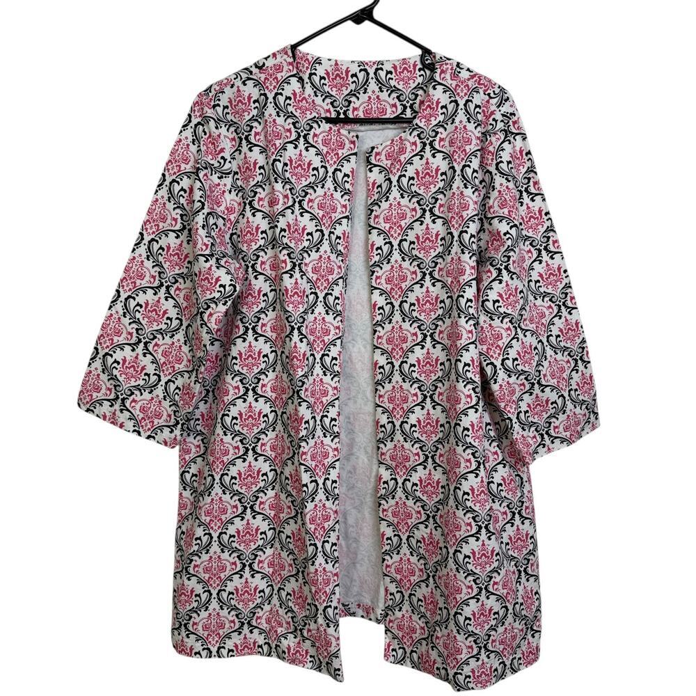 Trimdin Jacket Womens XS Pink Filagree Open Front Cotton Madison Collection